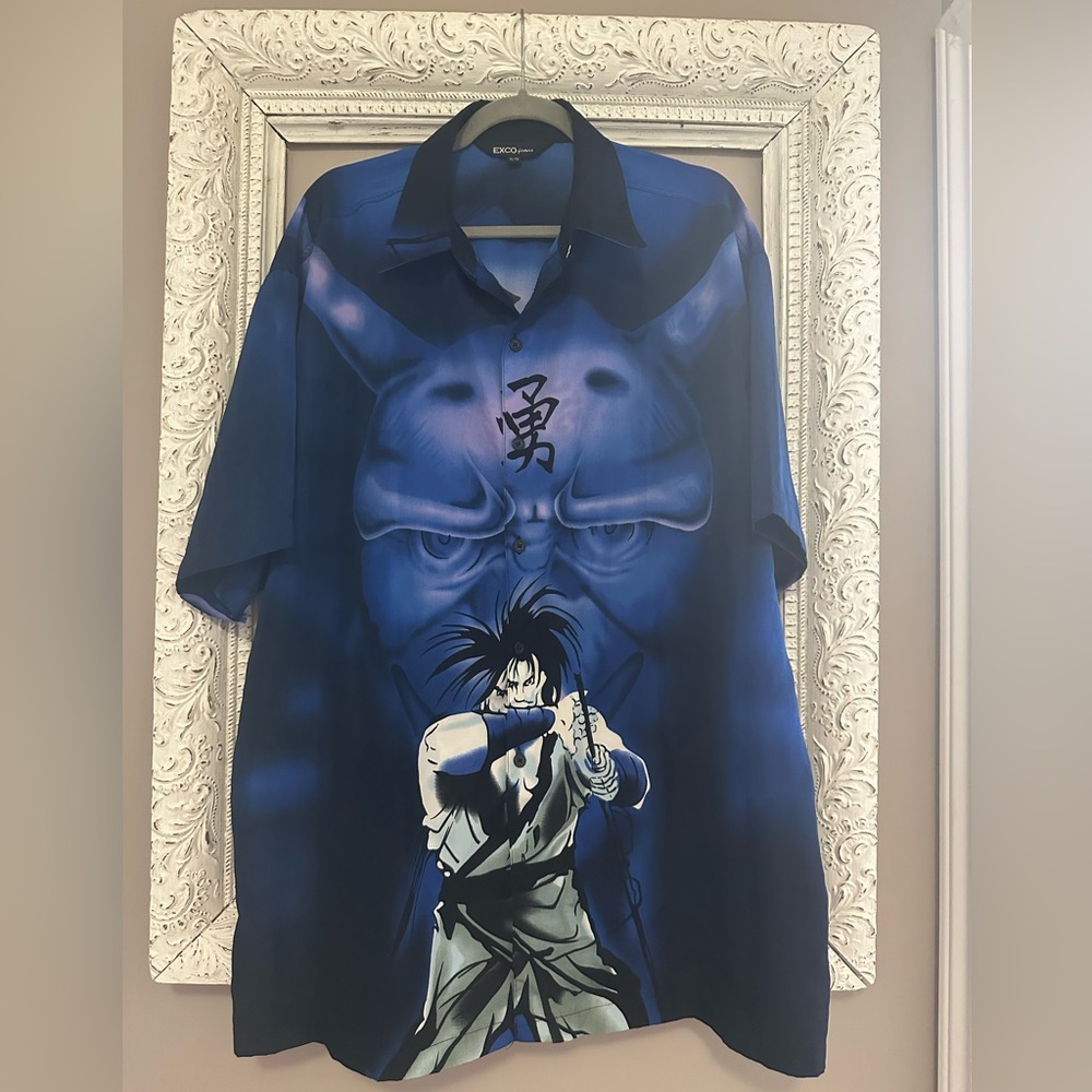 Y2K Blue Warrior Anime Shirt. Size XL. ❣️